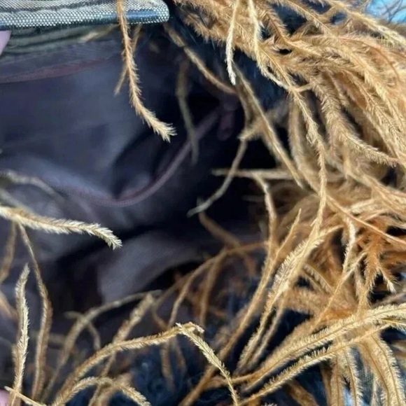 Feathery Handbag Attention Getter Brown Black Evening Bag Shoulder - Picture 6 of 10